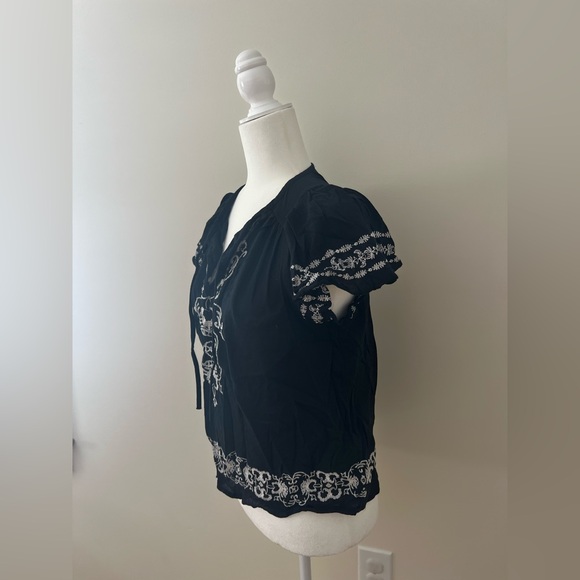 Embroidered Flutter-Sleeve Top - Picture 6 of 7